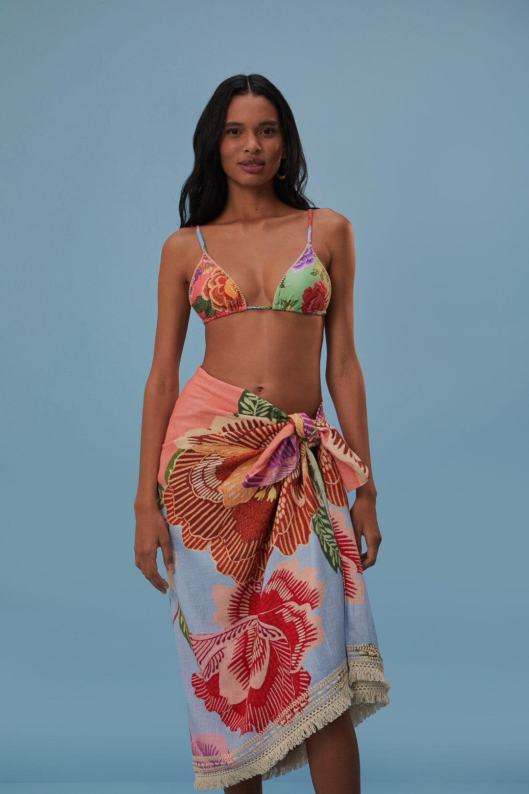 NEW_Flower Scarves Multicolor Beachwear - Flower Scarves Multicolor