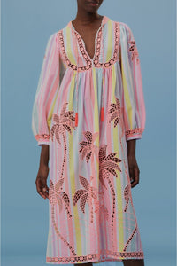 Robe midi brodée Coco Richillieu en coton - Multicolore