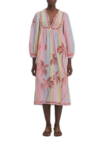 Robe midi brodée Coco Richillieu en coton - Multicolore