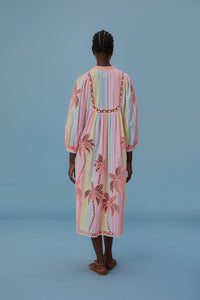 Robe midi brodée Coco Richillieu en coton - Multicolore