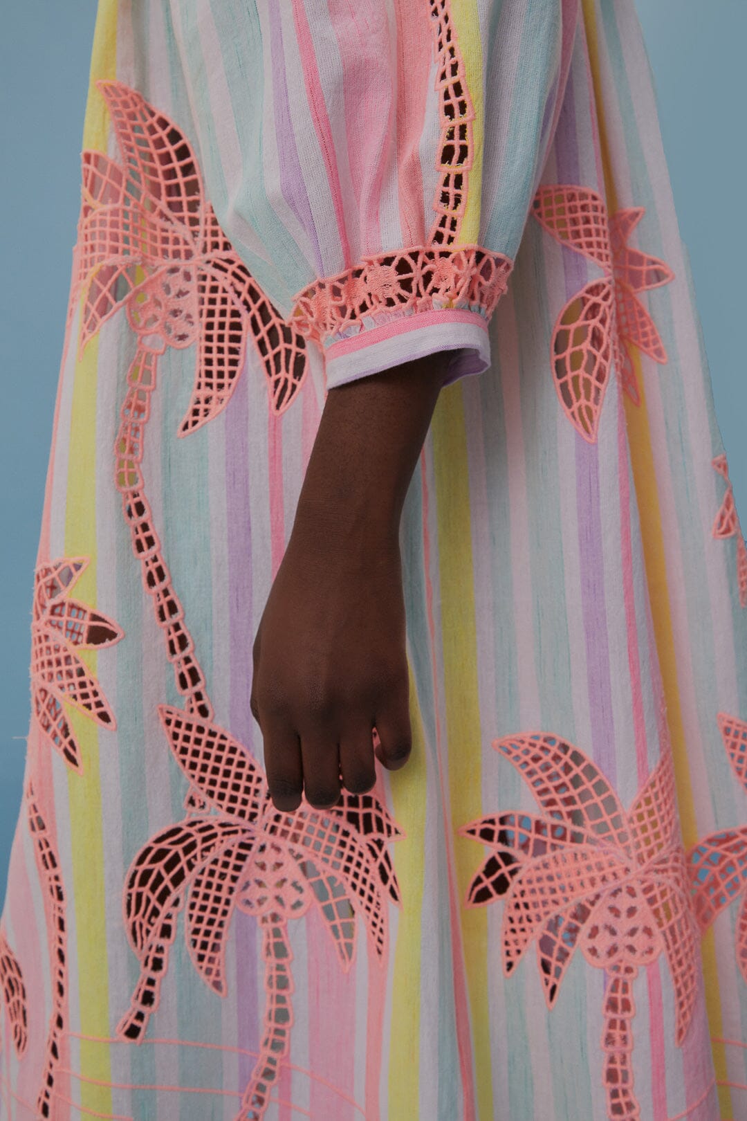 Robe midi brodée Coco Richillieu en coton - Multicolore