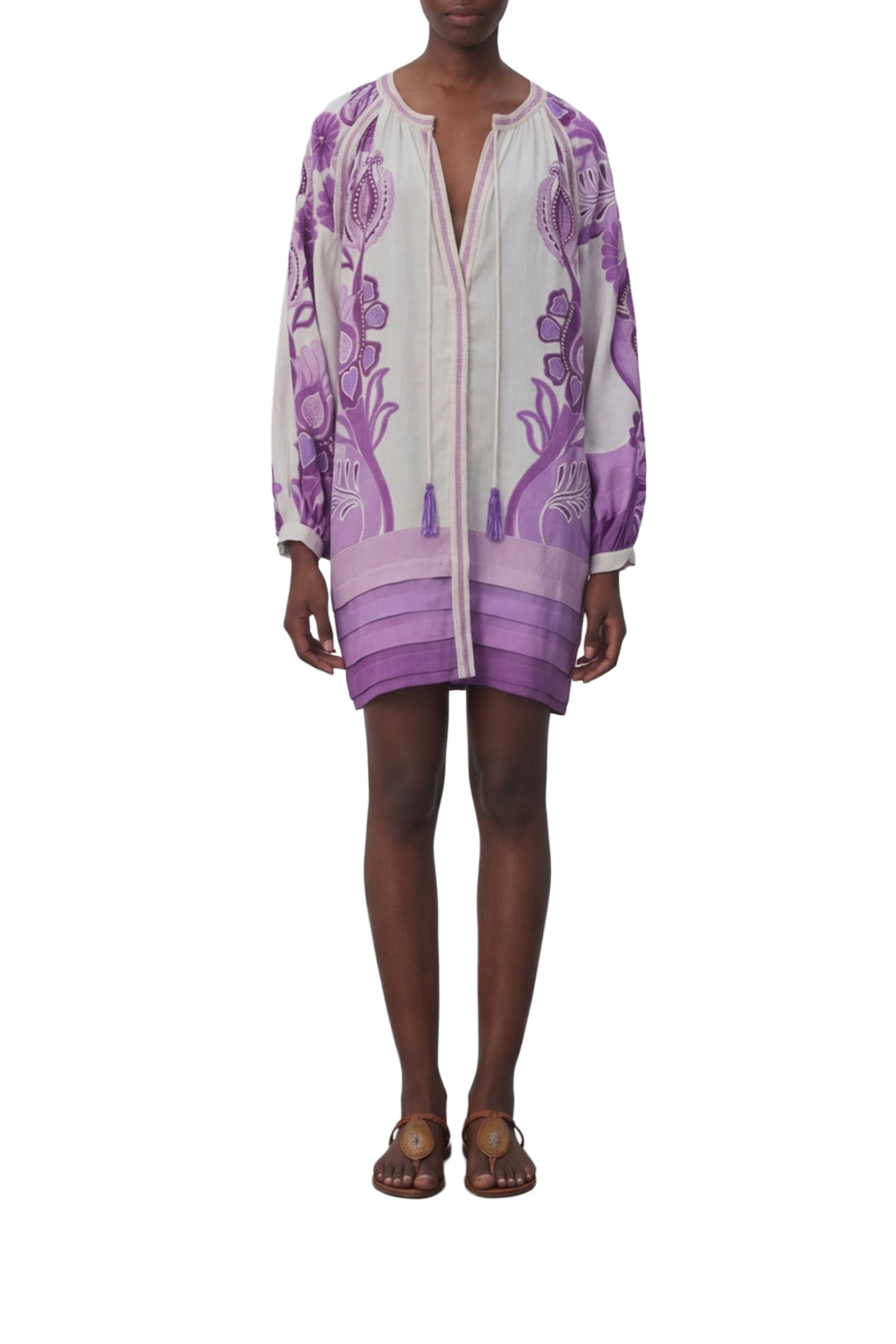 Robe courte Color Festival en lin - Violet