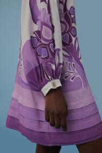 Robe courte Color Festival en lin - Violet