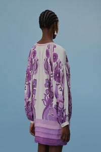 Robe courte Color Festival en lin - Violet