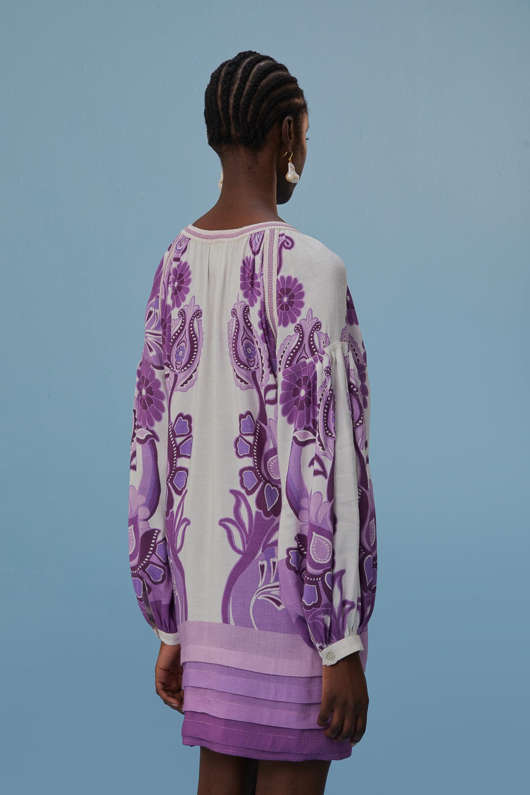 Robe courte Color Festival en lin - Violet