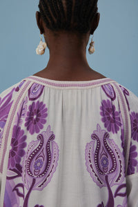Robe courte Color Festival en lin - Violet