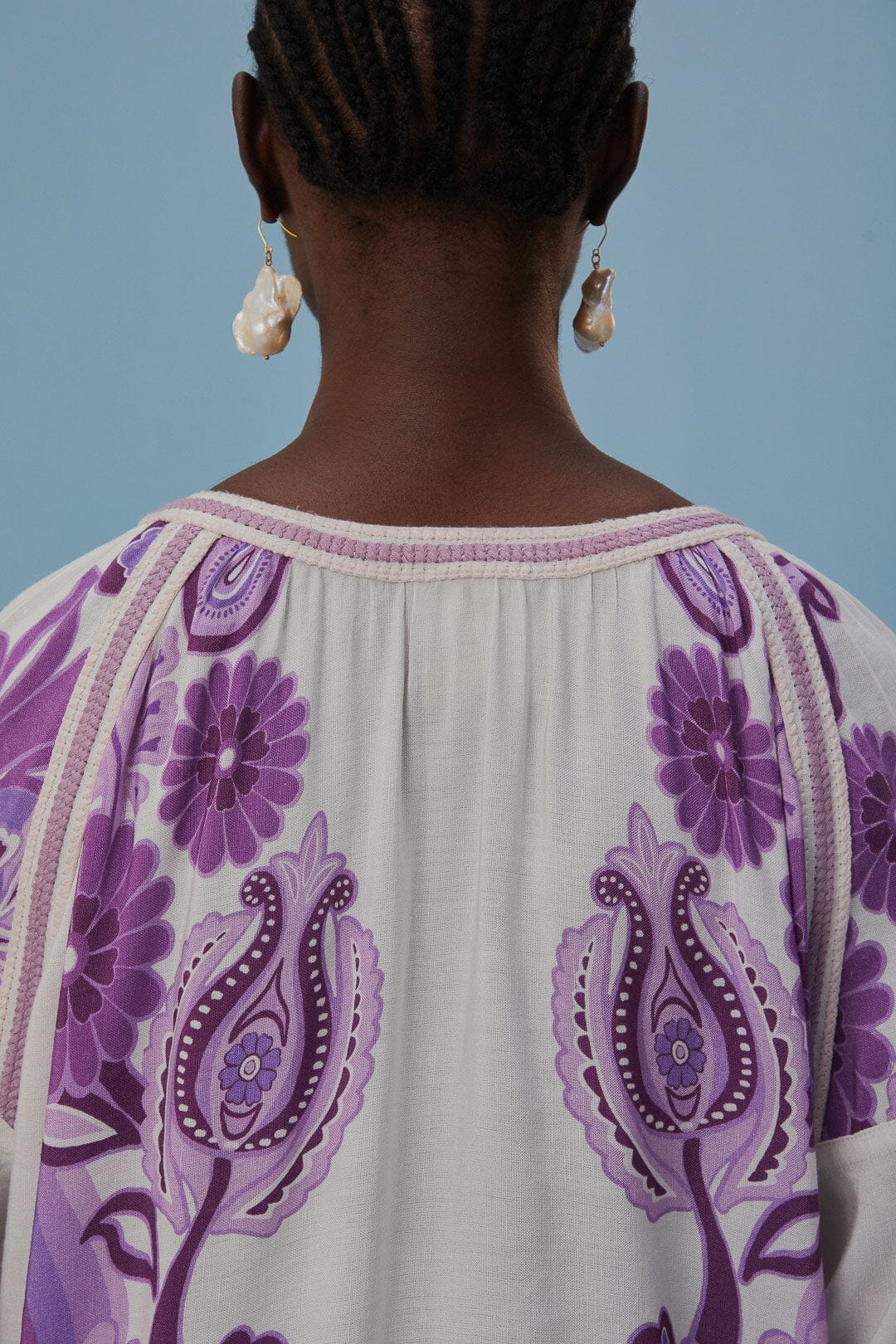 Robe courte Color Festival en lin - Violet