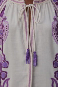 Robe courte Color Festival en lin - Violet