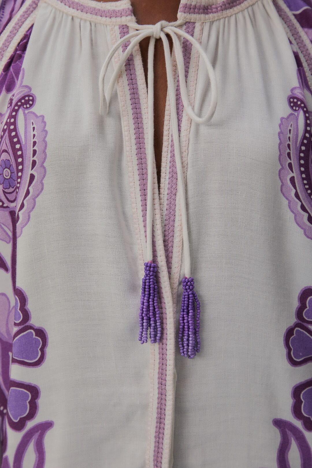 Robe courte Color Festival en lin - Violet