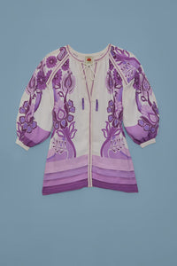 Robe courte Color Festival en lin - Violet