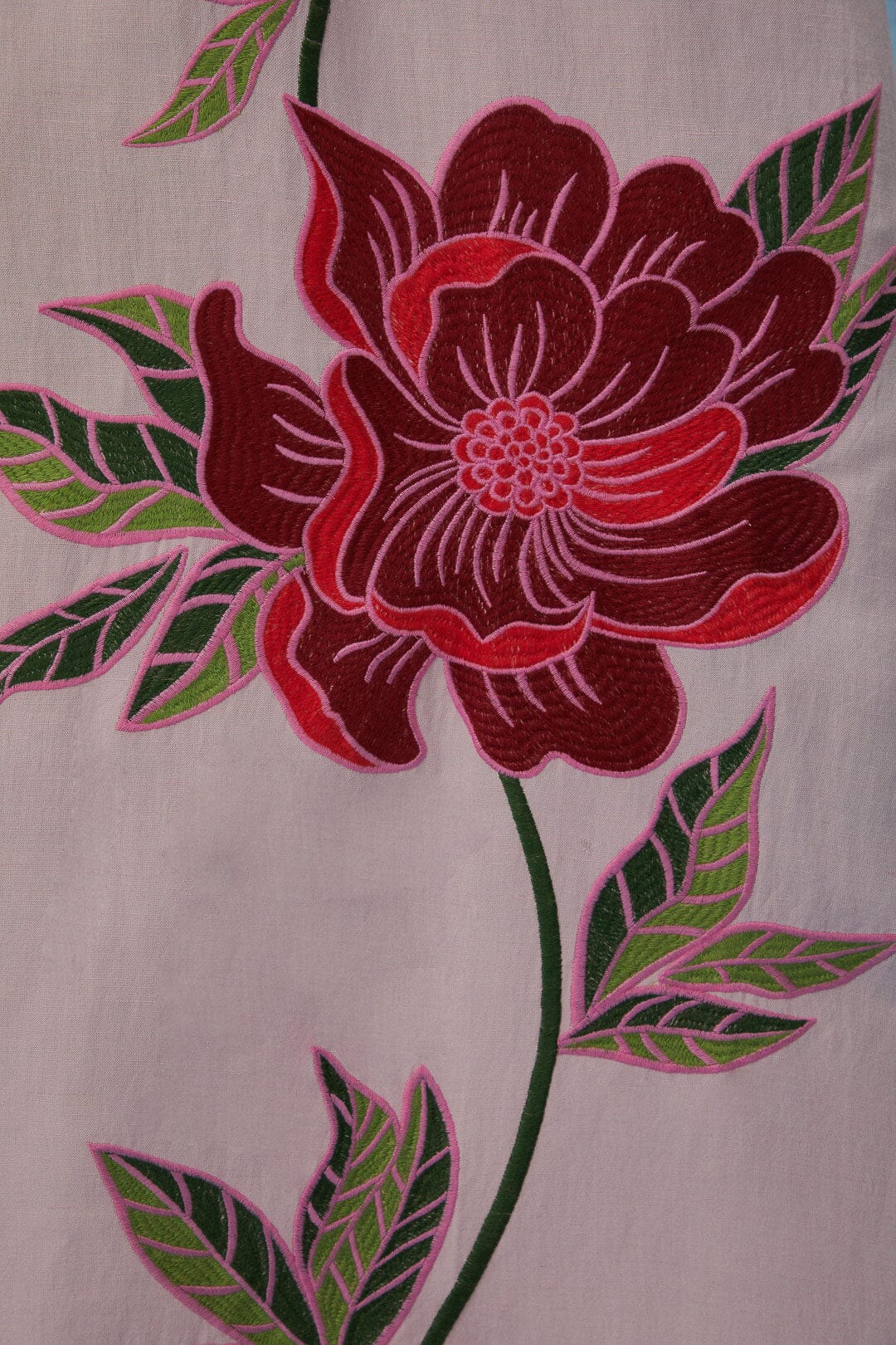 Robe longue de plage Les Rosiers en lin - Rose