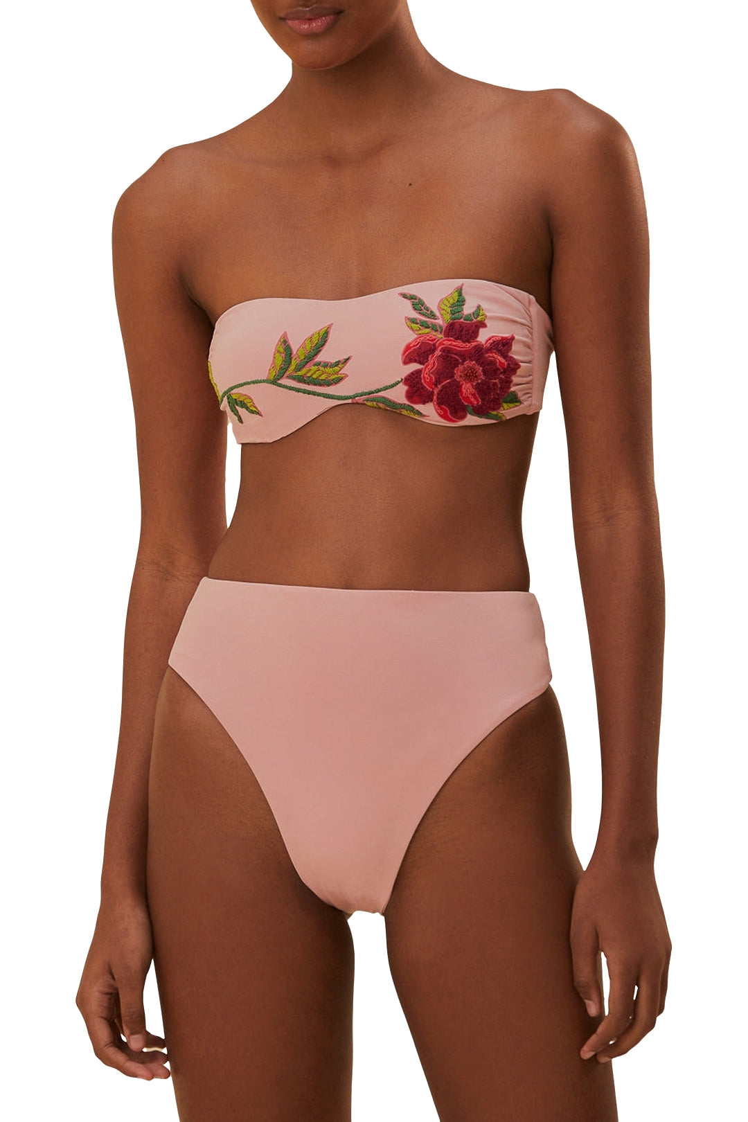 Bas de bikini taille haute Rosier - Rose