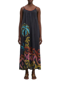 Robe longue Pineapple Wave en coton - Noir