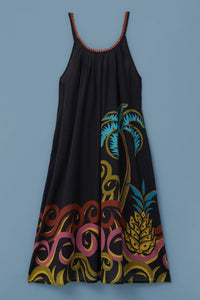Robe longue Pineapple Wave en coton - Noir