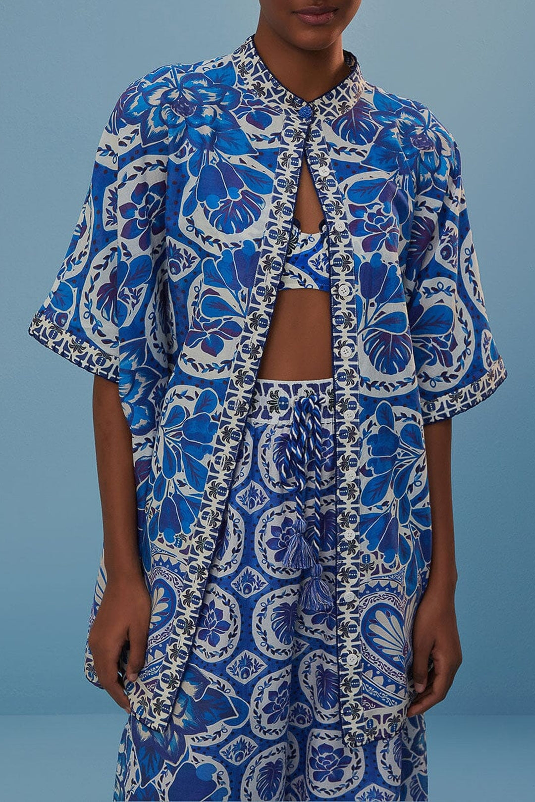 Chemise Tile Dream en coton - Bleu