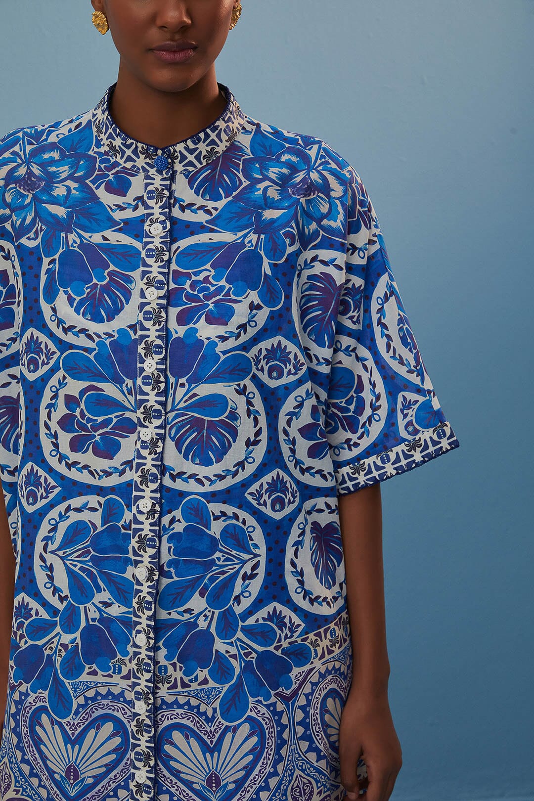 Chemise Tile Dream en coton - Bleu