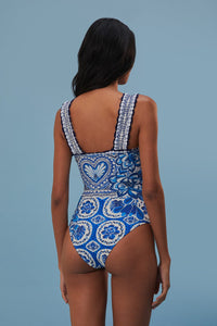 Maillot de bain une pièce Tile Dream - Bleu