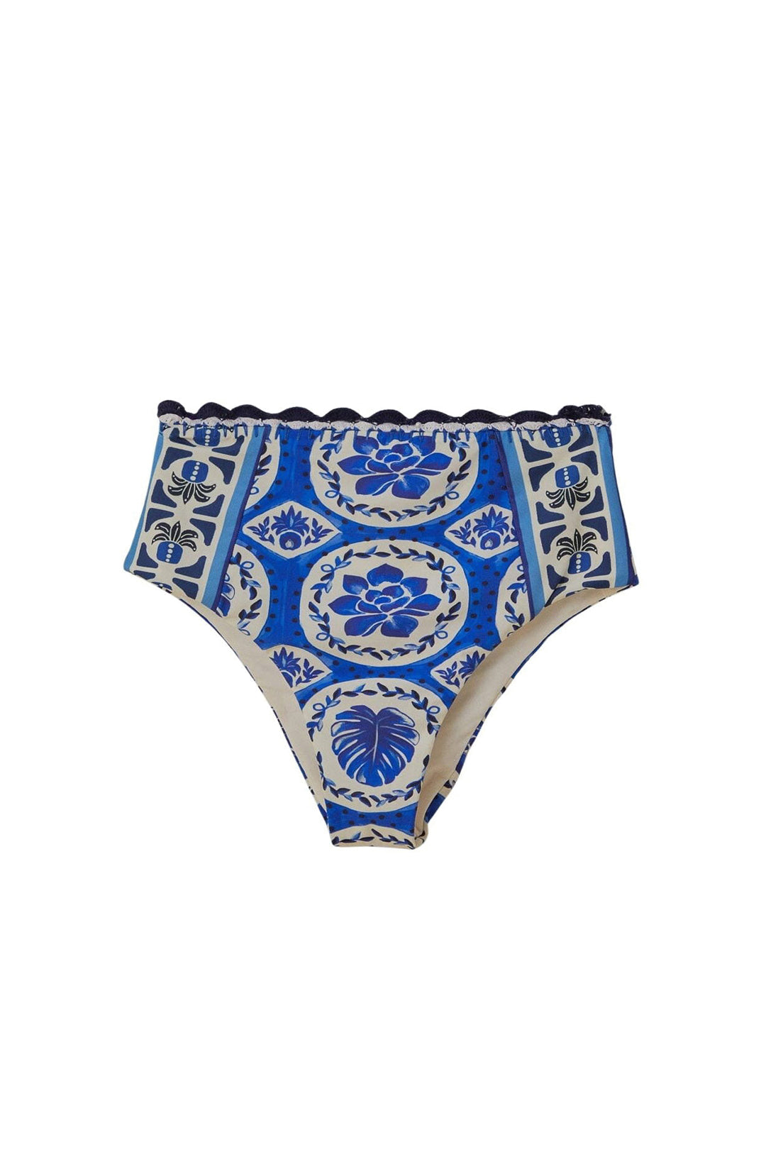 MEDIA OFF LINE_Bas de bikini taille haute Tile Dream - Bleu
