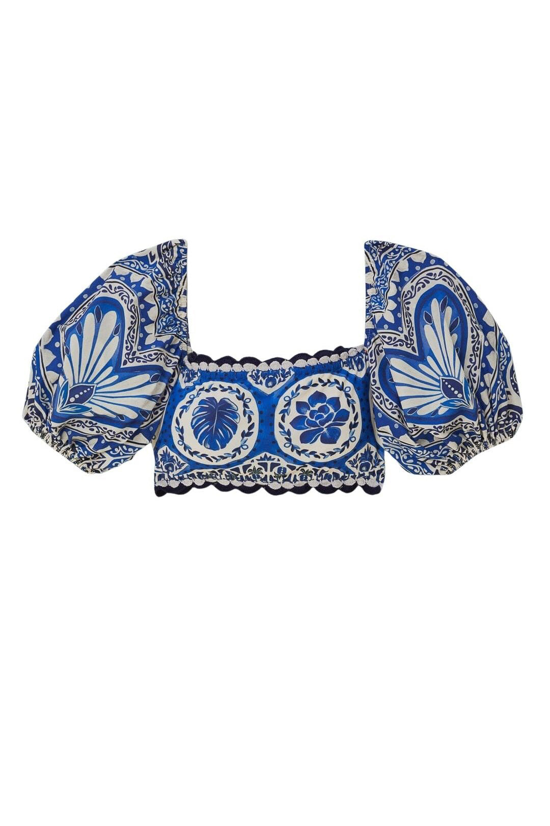 Haut de bikini à manches Tile Dream - Bleu