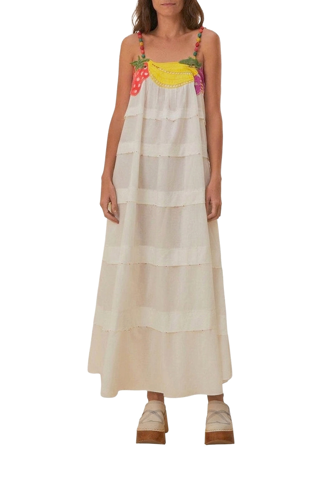 Fruits Richilieu strapless maxi dress - White
