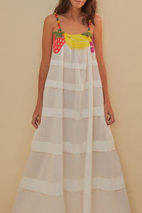 Fruits Richilieu strapless maxi dress - White