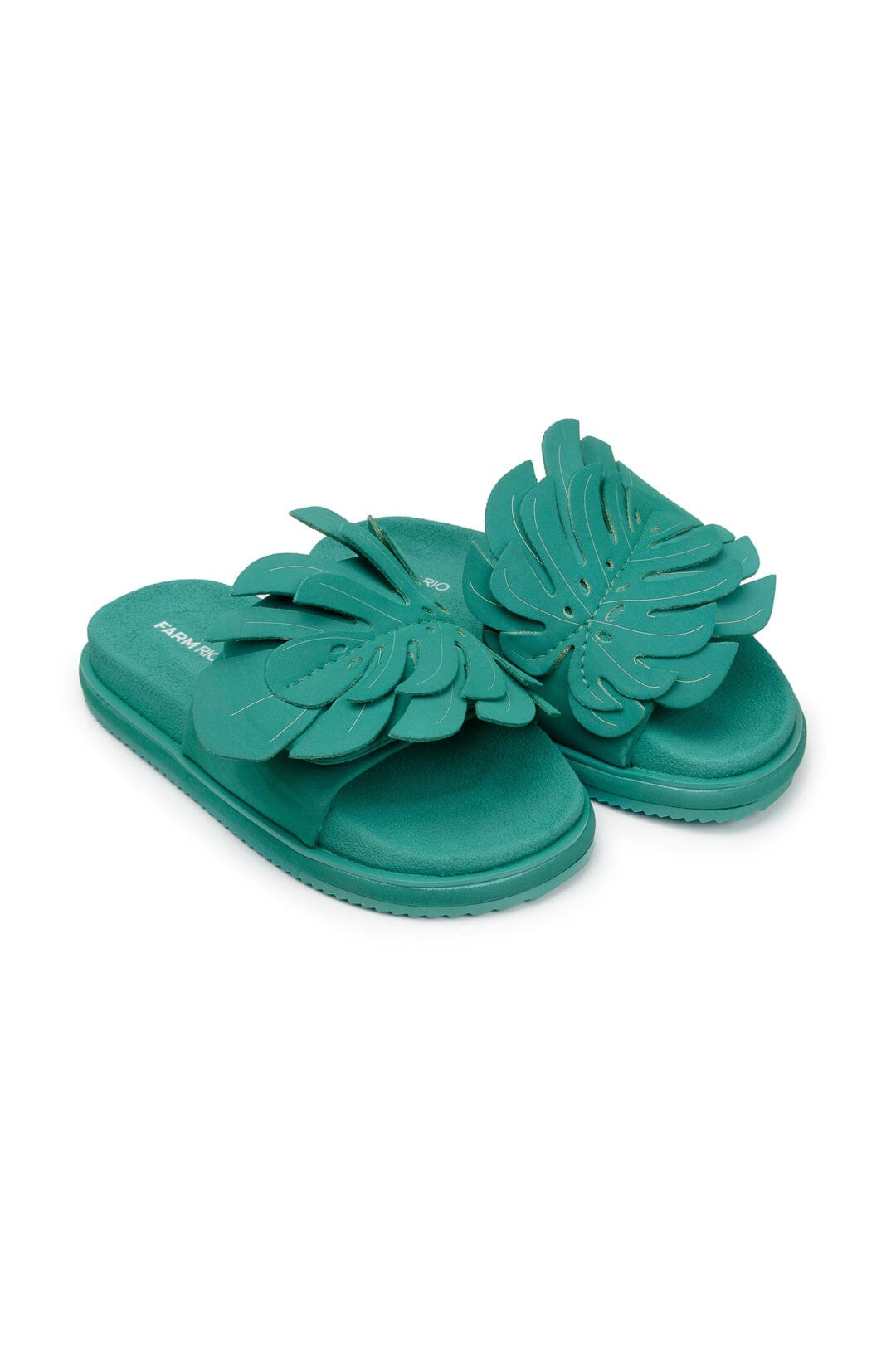 Monstera embroidered mules - Green