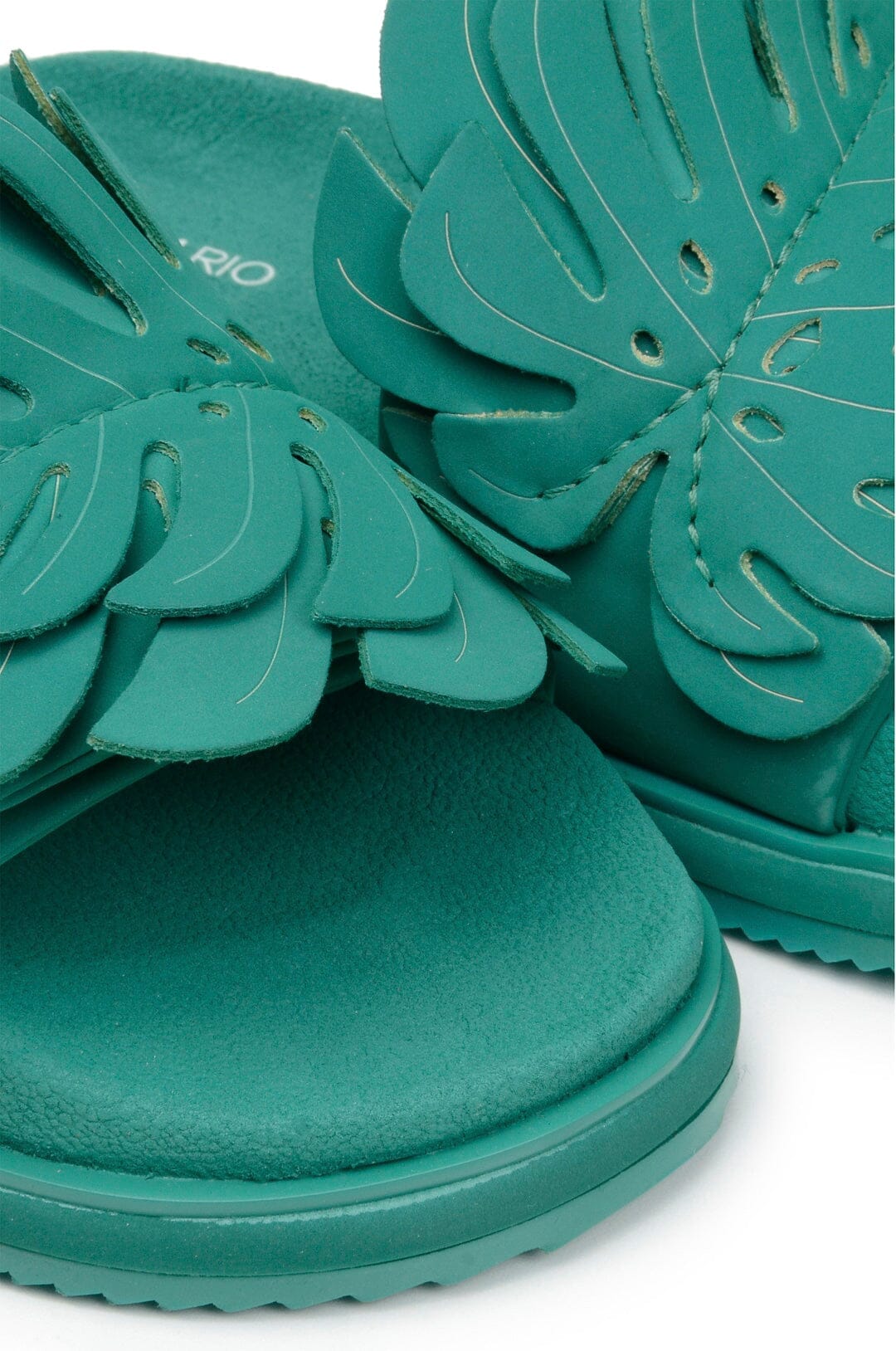 Monstera embroidered mules - Green