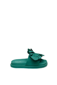 Monstera embroidered mules - Green