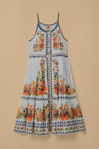 Robe midi Delicate Garden en coton - Blanc