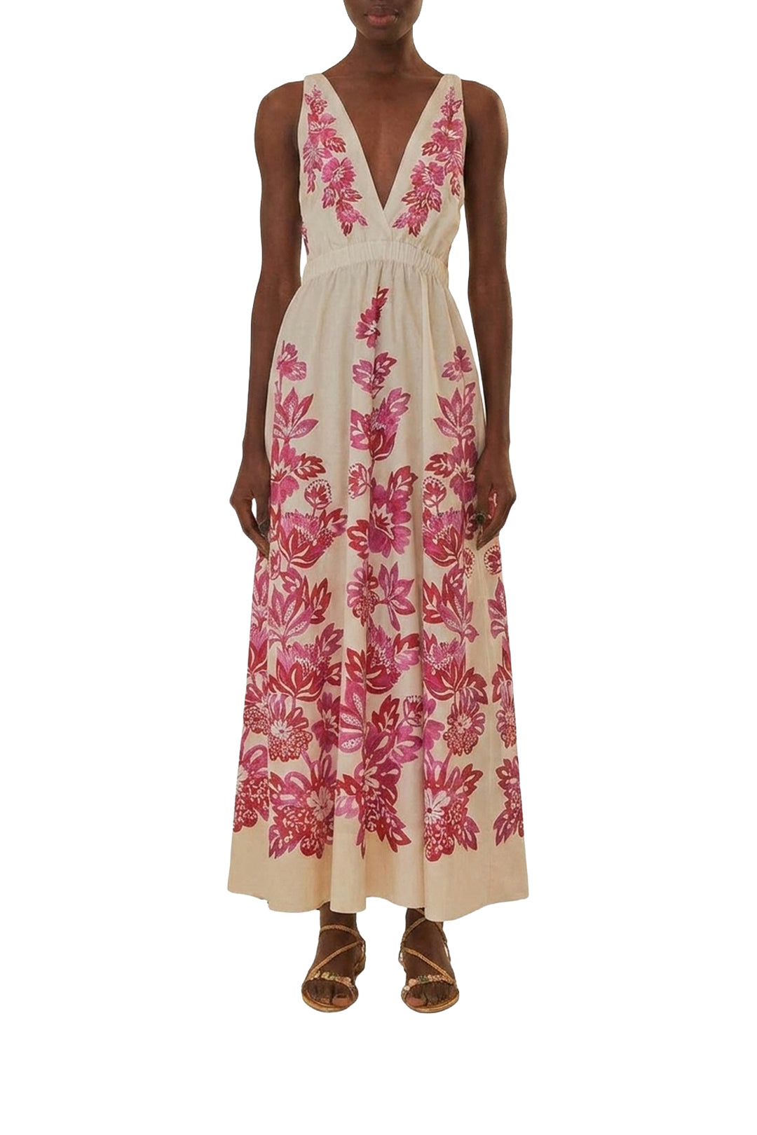 Robe longue Flowerful Birds - Blanc
