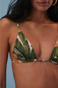 Haut de bikini Banana Leaves à nouer sur les côtés - Vert