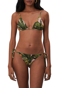 Haut de bikini Banana Leaves à nouer sur les côtés - Vert
