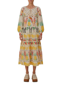 Robe midi Tropicolors - Blanc