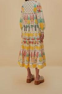 Robe midi Tropicolors - Blanc