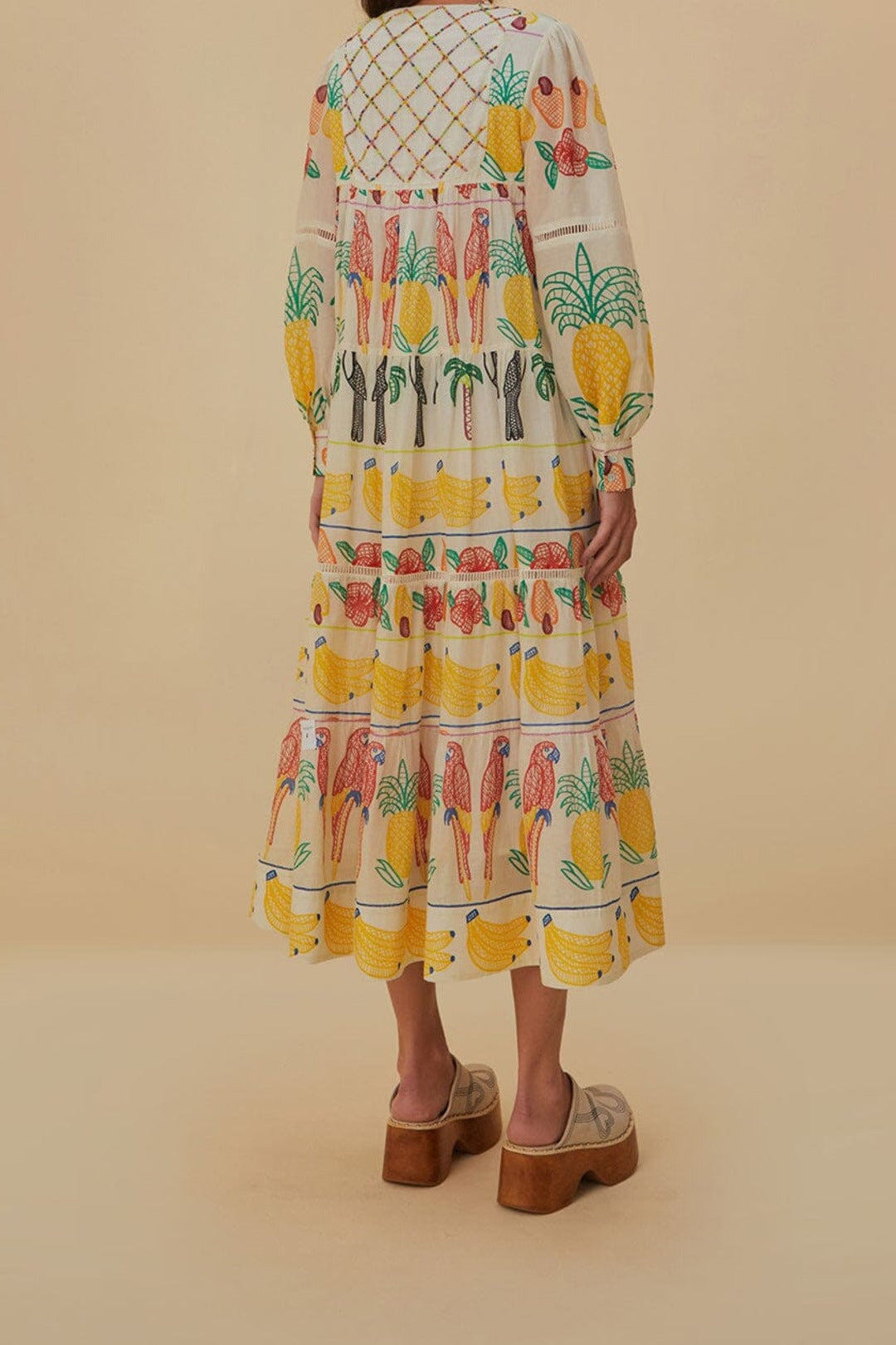 Robe midi Tropicolors - Blanc