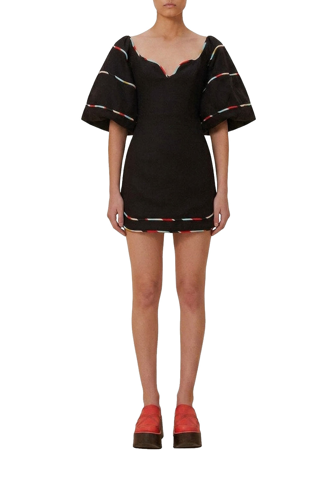 Robe courte rayée - Noir