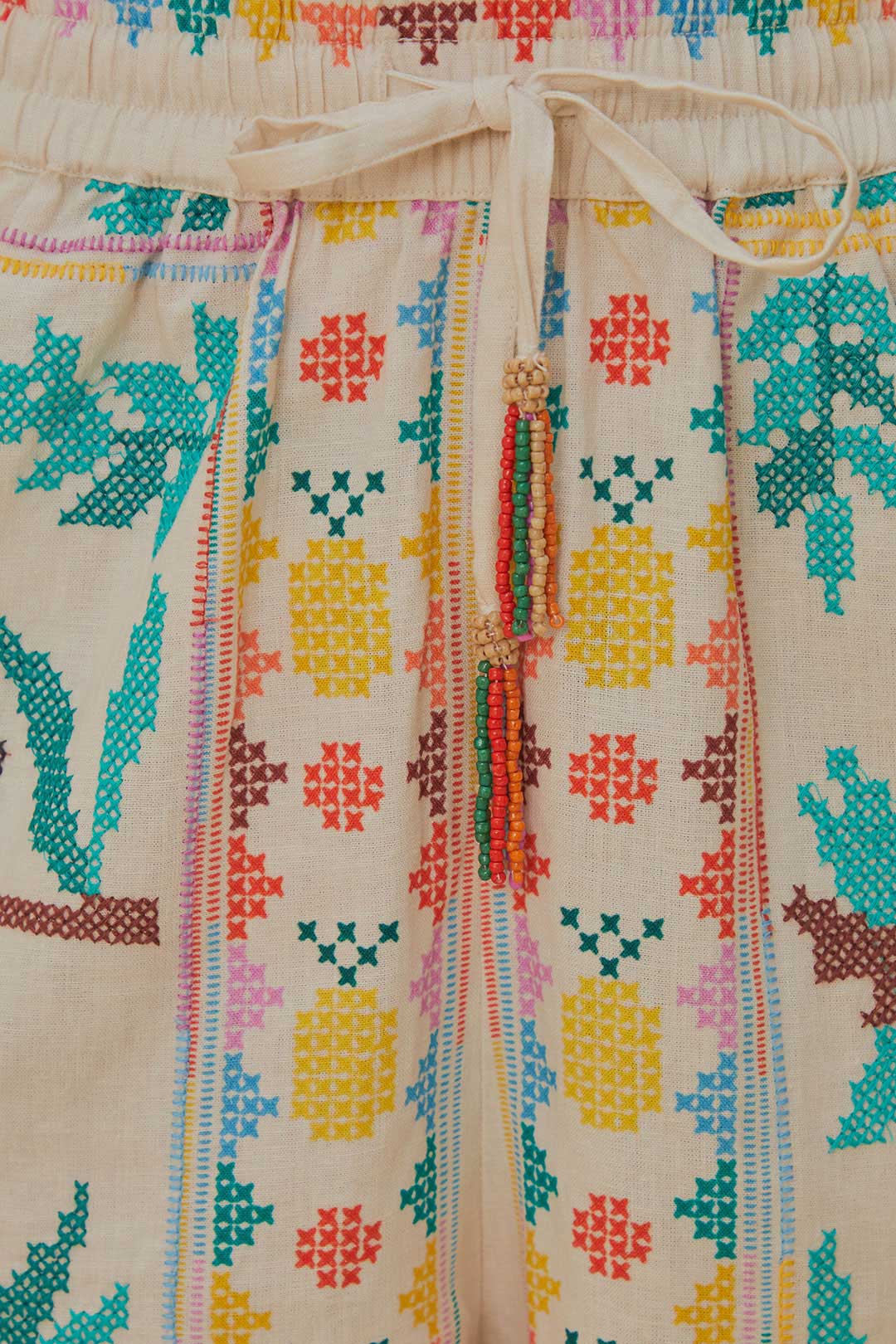 MEDIA OFF LINE_Short Stitched Birds en lin - Blanc