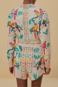 Stitched Birds Scarfs Off White Short - Stitched Birds Scarfs Off White
