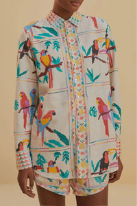 MEDIA OFF LINE_Short Stitched Birds en lin - Blanc