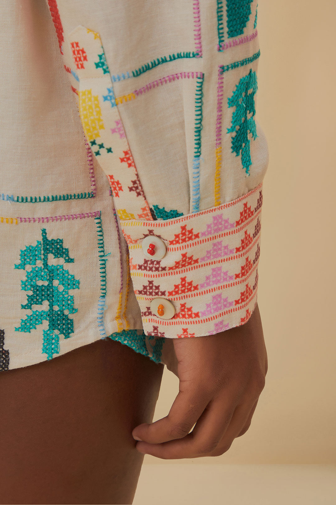 DJV_Stitched Birds Scarfs Off White Chemises & Blouses - Stitched Birds Scarfs Off White