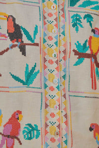DJV_Stitched Birds Scarfs Off White Chemises & Blouses - Stitched Birds Scarfs Off White