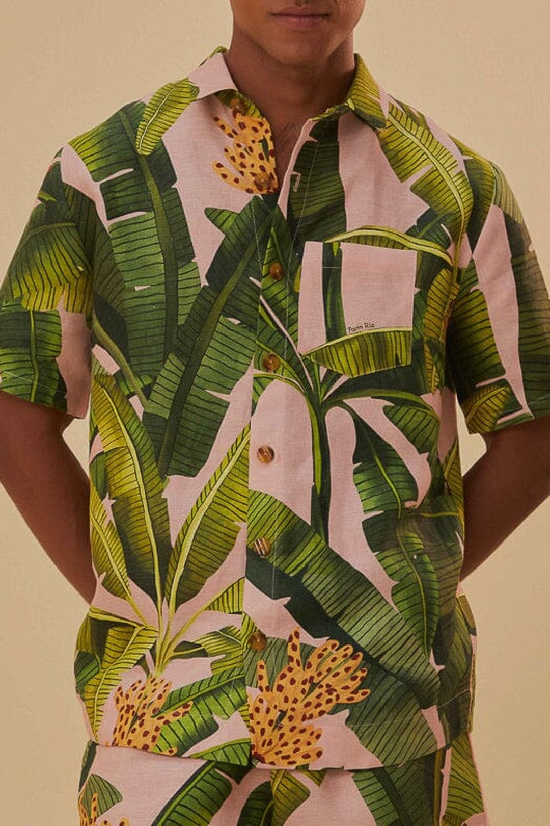 Chemise unisexe Banana Leaves en lin - Vert