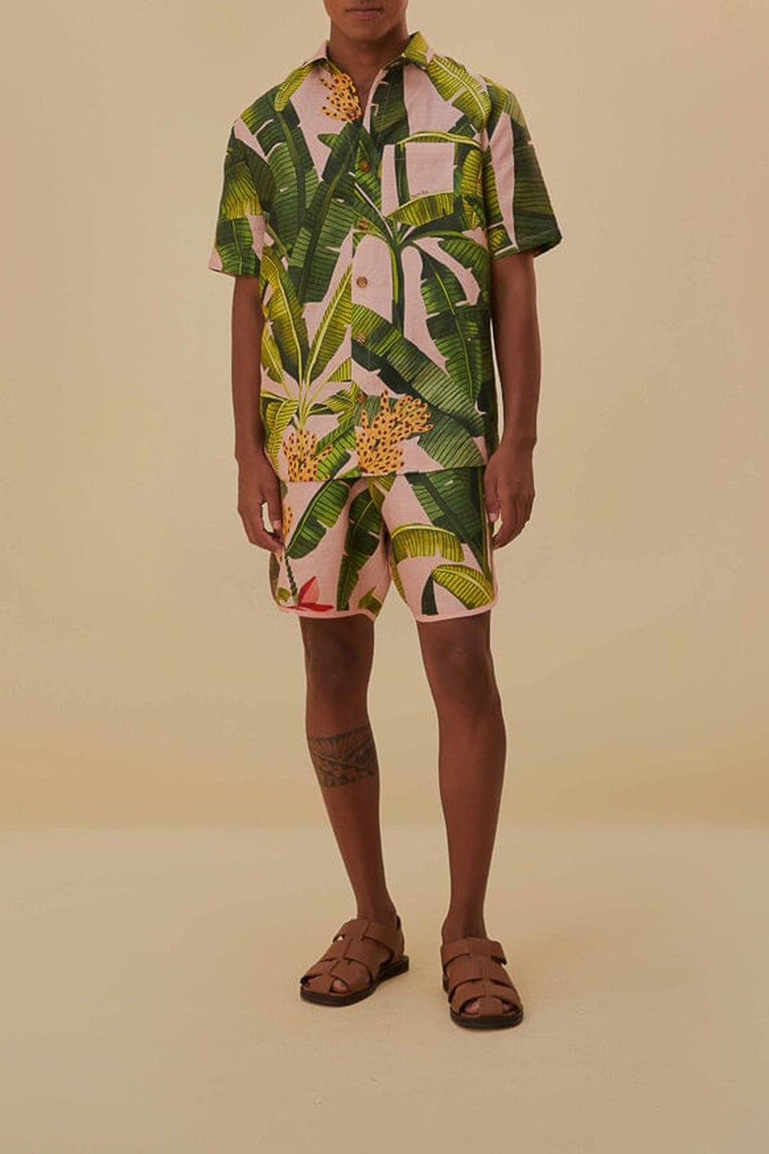 Chemise unisexe Banana Leaves en lin - Vert