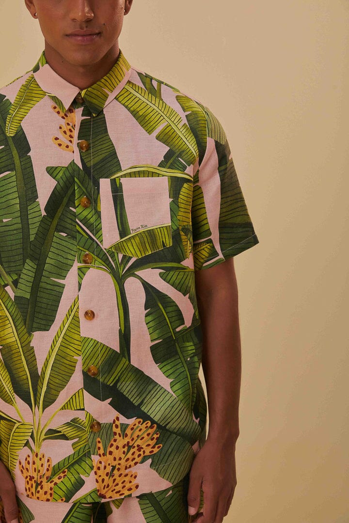 Chemise unisexe Banana Leaves en lin - Vert