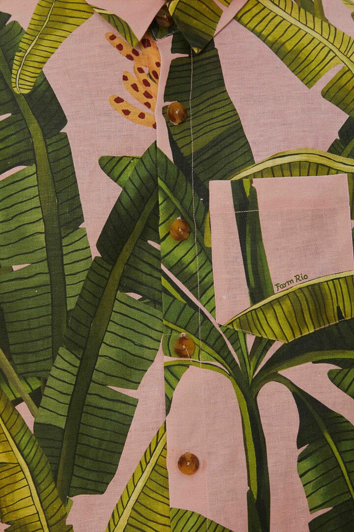 Chemise unisexe Banana Leaves en lin - Vert