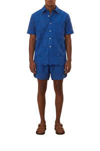 Short Ananas à œillets en coton - Bleu