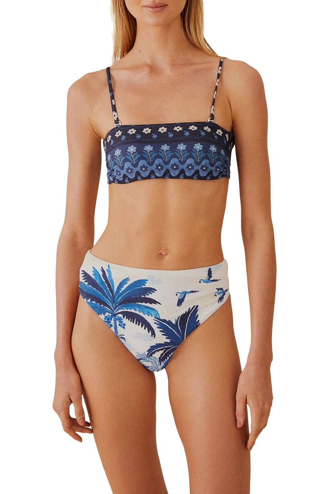 Bas de bikini taille haute Ciel de rêve - Bleu
