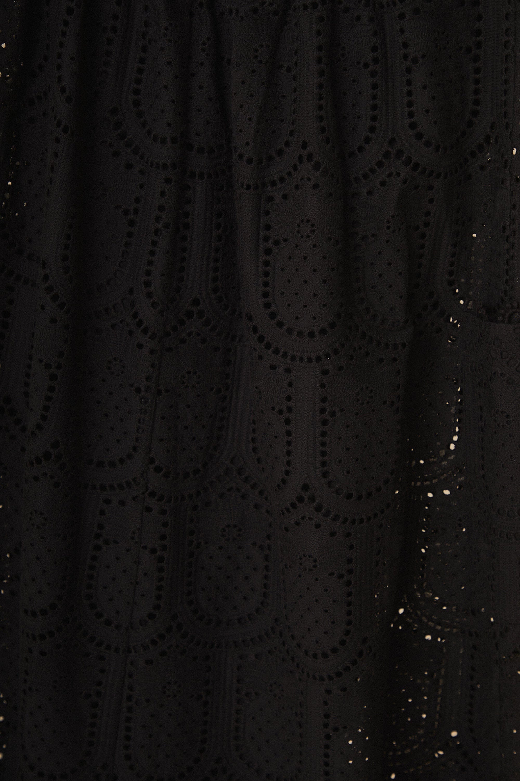 Robe midi Pineapple Cotton Eyelet - Noir