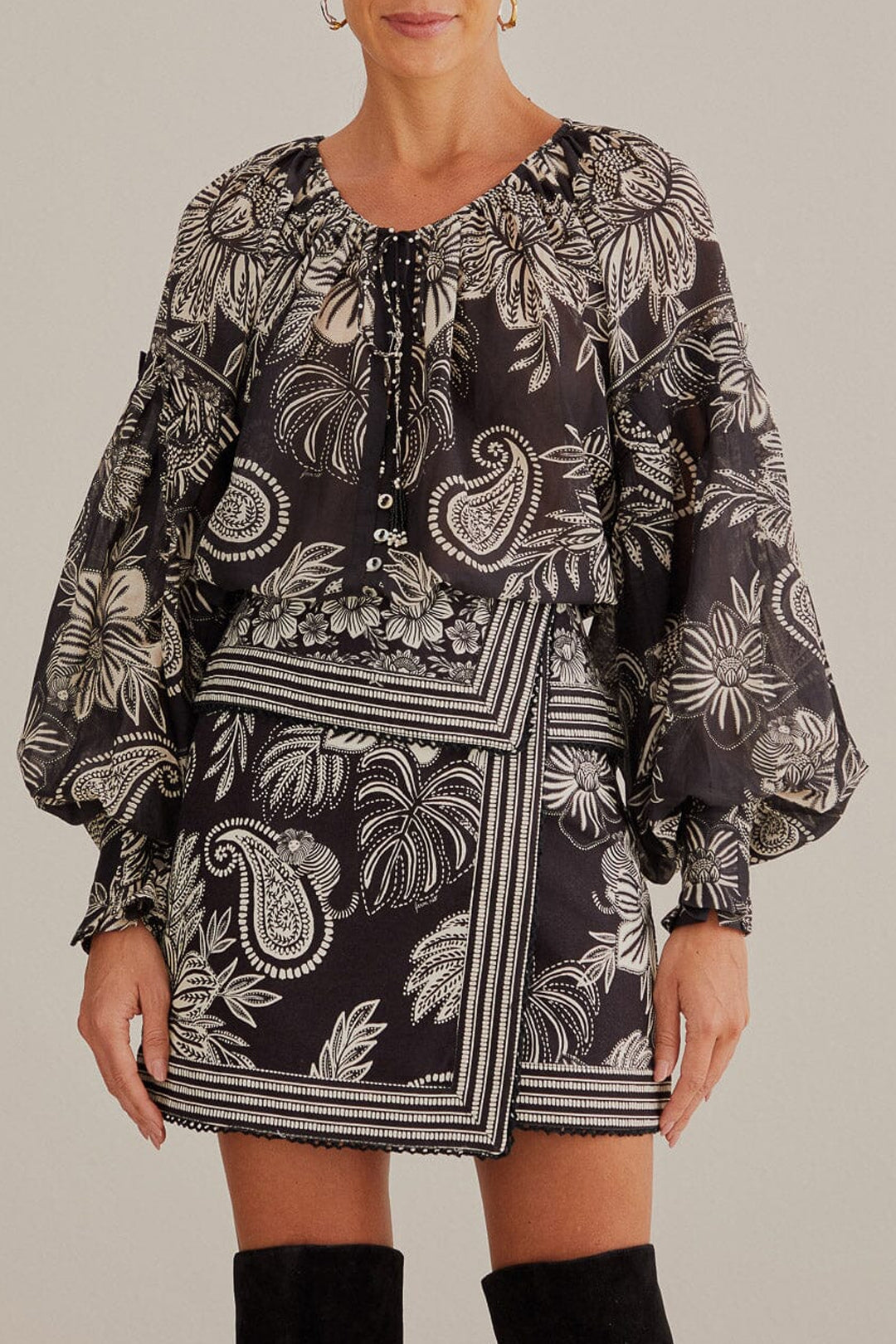 Pasley Bloom short skirt in cotton - Black