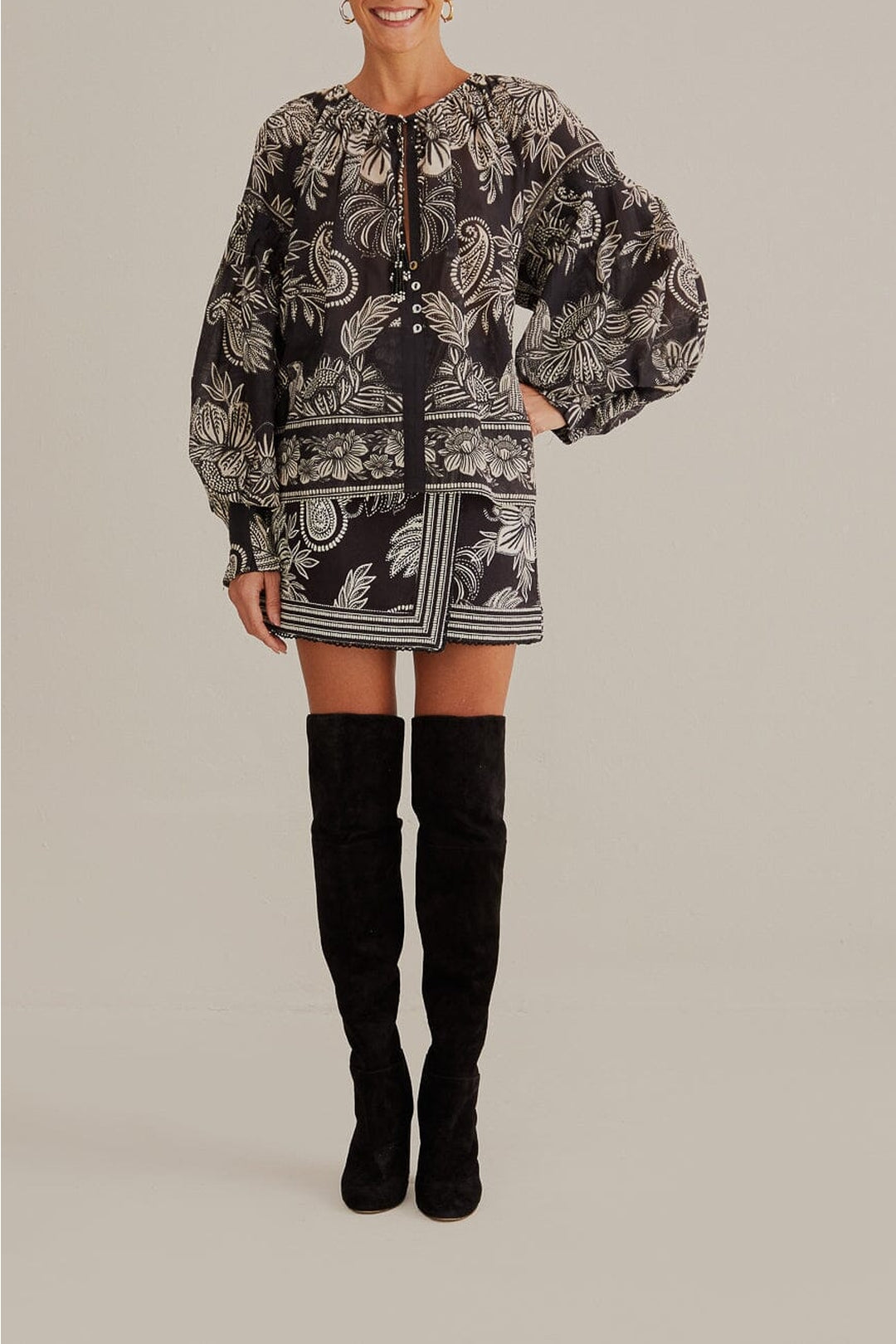 Pasley Bloom short skirt in cotton - Black